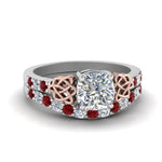 Load image into Gallery viewer, celtic-cushion-cut-diamond-wedding-ring-set-with-ruby-in-white-gold-FDENS2255B1CUGRUDR-NL-WG_b2d9331f-480a-45d3-bc1e-c8e2101c906c?v=1757065045