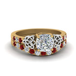 Load image into Gallery viewer, celtic-cushion-cut-diamond-wedding-ring-set-with-ruby-in-yellow-gold-FDENS2255B1CUGRUDR-NL-YG_dbae6f36-6585-457c-a211-81db824c38cc?v=1757065045