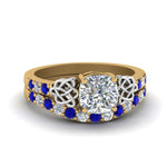 Load image into Gallery viewer, celtic-cushion-cut-diamond-wedding-ring-set-with-sapphire-in-yellow-gold-FDENS2255B1CUGSABL-NL-YG_dde85877-8bd4-48f2-bbd7-bf3d3236cb72?v=1757065024