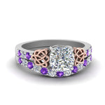 Load image into Gallery viewer, celtic-cushion-cut-diamond-wedding-ring-set-with-violet-topaz-in-white-gold-FDENS2255B1CUGVITO-NL-WG_18147ef7-31f3-4710-a64e-9b60849f6c1b?v=1757065045