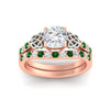 Load image into Gallery viewer, celtic-cushion-cut-emerald-wedding-ring-set-in-rose-gold-fdens2255cugemgrangle5-nl-rg-ws1.jpg