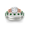 Load image into Gallery viewer, celtic-cushion-cut-emerald-wedding-ring-set-in-white-gold-fdens2255cugemgrangle5-nl-wg-ws1.jpg