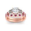 Load image into Gallery viewer, celtic-cushion-cut-pink-sapphire-wedding-ring-set-in-rose-gold-fdens2255cugsadrpiangle5-nl-rg-ws1.jpg
