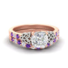 Load image into Gallery viewer, celtic-cushion-cut-purple-topaz-wedding-ring-set-in-rose-gold-fdens2255cugvitosleep-nl-rg-ws1.jpg