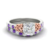 Load image into Gallery viewer, celtic-cushion-cut-purple-topaz-wedding-ring-set-in-white-gold-fdens2255cugvitosleep-nl-wg-ws1.jpg
