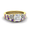 Load image into Gallery viewer, celtic-cushion-cut-purple-topaz-wedding-ring-set-in-yellow-gold-fdens2255cugvitosleep-nl-yg-ws1.jpg