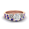 Load image into Gallery viewer, celtic-cushion-cut-sapphire-wedding-ring-set-in-rose-gold-fdens2255cugsablsleep-nl-rg-ws1.jpg