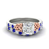 Load image into Gallery viewer, celtic-cushion-cut-sapphire-wedding-ring-set-in-white-gold-fdens2255cugsablsleep-nl-wg-ws1.jpg
