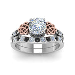 Load image into Gallery viewer, celtic-cushion-cut-wedding-ring-set-with-black-diamond-in-white-gold-FDENS2255B1CUGBLACKANGLE5-NL-WG_dcf8fdf3-c198-4ab7-a8b2-a5e83b019d86?v=1757065025