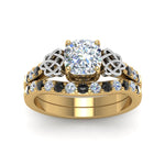 Load image into Gallery viewer, celtic-cushion-cut-wedding-ring-set-with-black-diamond-in-yellow-gold-FDENS2255B1CUGBLACKANGLE5-NL-YG_8ceed59f-0aac-4d66-8869-803ca5c70336?v=1757065024