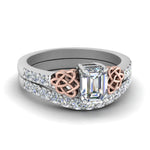 Load image into Gallery viewer, celtic-emerald-cut-diamond-wedding-ring-set-in-white-gold-FDENS2255B1EM-NL-WG_ca99cdb4-4581-4324-b4e7-aad2f6581195?v=1757056977