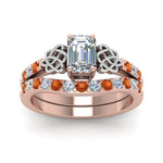 Load image into Gallery viewer, celtic-emerald-cut-diamond-wedding-ring-set-with-orange-sapphire-in-rose-gold-FDENS2255B1EMGSAORANGLE5-NL-RG_87d4d909-90c2-42fb-9258-f7dd27ce376b?v=1757056978