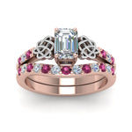Load image into Gallery viewer, celtic-emerald-cut-diamond-wedding-ring-set-with-pink-sapphire-in-rose-gold-FDENS2255B1EMGSADRPIANGLE5-NL-RG_9cc05dcf-3aa9-4851-8974-f7303aacf05e?v=1757056978