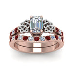 Load image into Gallery viewer, celtic-emerald-cut-diamond-wedding-ring-set-with-ruby-in-rose-gold-FDENS2255B1EMGRUDRANGLE5-NL-RG_69bf15ac-0f2e-4e56-a703-9b90d8c6768f?v=1757056978