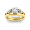 Load image into Gallery viewer, celtic-knot-round-cut-orange-sapphire-ring-with-plain-band-set-in-yellow-gold-fdens2255rogsaorangle5-nl-yg-ws3.jpg
