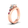 Load image into Gallery viewer, celtic-knot-round-cut-pink-sapphire-ring-with-plain-band-set-in-rose-gold-fdens2255rogsadrpiangle2-nl-rg-ws3.jpg