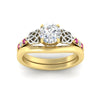 Load image into Gallery viewer, celtic-knot-round-cut-pink-sapphire-ring-with-plain-band-set-in-yellow-gold-fdens2255rogsadrpiangle5-nl-yg-ws3.jpg