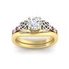 Load image into Gallery viewer, celtic-knot-round-cut-purple-topaz-ring-with-plain-band-set-in-yellow-gold-fdens2255rogvitoangle5-nl-yg-ws3.jpg