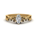 Load image into Gallery viewer, celtic-knot-split-marquise-cut-black-diamond-engagement-ring-in-yellow-gold-FD9609MQGBLACK-NL-YG