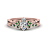 Load image into Gallery viewer, celtic-knot-split-marquise-cut-emerald-engagement-ring-in-rose-gold-FD9609MQGEMGR-NL-RG