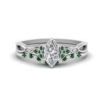 Load image into Gallery viewer, celtic-knot-split-marquise-cut-emerald-engagement-ring-in-white-gold-FD9609MQGEMGR-NL-WG