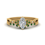 Load image into Gallery viewer, celtic-knot-split-marquise-cut-emerald-engagement-ring-in-yellow-gold-FD9609MQGEMGR-NL-YG