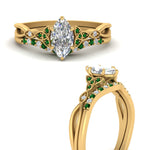 Load image into Gallery viewer, celtic-knot-split-marquise-cut-emerald-engagement-ring-in-yellow-gold-FD9609MQGEMGR-NL-YG
