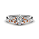 Load image into Gallery viewer, celtic-knot-split-marquise-cut-orange-sapphire-engagement-ring-in-white-gold-FD9609MQGSAOR-NL-WG