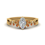 Load image into Gallery viewer, celtic-knot-split-marquise-cut-orange-sapphire-engagement-ring-in-yellow-gold-FD9609MQGSAOR-NL-YG