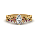 Load image into Gallery viewer, celtic-knot-split-marquise-cut-pink-sapphire-engagement-ring-in-yellow-gold-FD9609MQGSADRPI-NL-YG