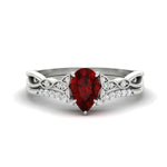 Load image into Gallery viewer, Celtic Knot Split Pear Ruby Wedding Ring Set