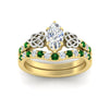 Load image into Gallery viewer, celtic-marquise-cut-emerald-wedding-ring-set-in-yellow-gold-fdens2255mqgemgrangle5-nl-yg-ws1.jpg