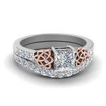 Load image into Gallery viewer, celtic-princess-cut-diamond-wedding-ring-set-in-white-gold-FDENS2255B1PR-NL-WG?v=1757056922