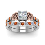 Load image into Gallery viewer, celtic-princess-cut-diamond-wedding-ring-set-with-orange-sapphire-in-white-gold-FDENS2255B1PRGSAORANGLE5-NL-WG_887a847c-5ebf-411e-b916-b20d717bc6ec?v=1757057000