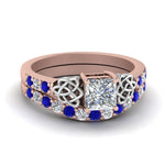 Load image into Gallery viewer, celtic-princess-cut-diamond-wedding-ring-set-with-sapphire-in-rose-gold-FDENS2255B1PRGSABL-NL-RG_3f4ba96e-70ca-4e29-8618-3830b08df1f5?v=1757057000