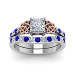 Load image into Gallery viewer, celtic-princess-cut-diamond-wedding-ring-set-with-sapphire-in-white-gold-FDENS2255B1PRGSABLANGLE5-NL-WG?v=1757056920