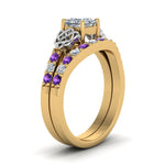 Load image into Gallery viewer, celtic-princess-cut-diamond-wedding-ring-set-with-violet-topaz-in-yellow-gold-FDENS2255B1PRGVITOANGLE2-NL-YG_a77822e5-7220-4228-b561-22f9dfb001f1?v=1757057000