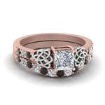 Load image into Gallery viewer, celtic-princess-cut-wedding-ring-set-with-black-diamond-in-rose-gold-FDENS2255B1PRGBLACK-NL-RG_5a17cc70-17f2-4c0d-8715-9c08844e78b2?v=1757057000
