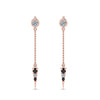Load image into Gallery viewer, chain-drop-dangle-earring-with-black-diamond-in-rose-gold-FDEAR8456GBLACKANGLE1-NL-RG