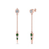 Load image into Gallery viewer, chain-drop-diamond-dangle-earring-with-emerald-in-rose-gold-FDEAR8456GEMGRANGLE1-NL-RG