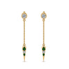 Load image into Gallery viewer, chain-drop-diamond-dangle-earring-with-emerald-in-yellow-gold-FDEAR8456GEMGRANGLE1-NL-YG