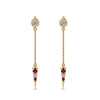 Load image into Gallery viewer, chain-drop-diamond-dangle-earring-with-pink-sapphire-in-yellow-gold-FDEAR8456GSADRPIANGLE1-NL-YG