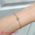 Load image into Gallery viewer, chain-four-daimond-stacking-bracelet-with-emerald-in-yellow-gold-FDBRC9628GEMGRANGLE2-NL-YG-2