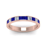 Load image into Gallery viewer, channel-princess-cut-diamond-wedding-band-1-carat-with-blue-sapphire-in-14K-rose-gold-FD8382-1.0CTBGSABLANGLE5-NL-RG