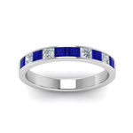 Load image into Gallery viewer, channel-princess-cut-diamond-wedding-band-1-carat-with-blue-sapphire-in-18K-white-gold-FD8382-1.0CTBGSABLANGLE5-NL-WG