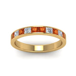 Load image into Gallery viewer, channel-princess-cut-diamond-wedding-band-1-carat-with-orange-sapphire-in-14K-yellow-gold-FD8382-1.0CTBGSAORANGLE5-NL-YG