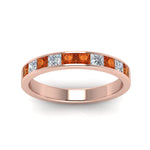 Load image into Gallery viewer, channel-princess-cut-diamond-wedding-band-1-carat-with-orange-sapphire-in-18K-rose-gold-FD8382-1.0CTBGSAORANGLE5-NL-RG