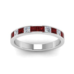 Load image into Gallery viewer, channel-princess-cut-diamond-wedding-band-1-carat-with-ruby-in-14K-white-gold-FD8382-1.0CTBGRUDRANGLE5-NL-WG
