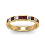 Load image into Gallery viewer, channel-princess-cut-diamond-wedding-band-1-carat-with-ruby-in-18K-yellow-gold-FD8382-1.0CTBGRUDRANGLE5-NL-YG