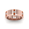 Load image into Gallery viewer, channel-set-3-stone-diamond-mens-wedding-band-anniversary-ring-with-orange-sapphire-in-14K-rose-gold-FDM8113BGSAORANGLE5-NL-RG.jpg